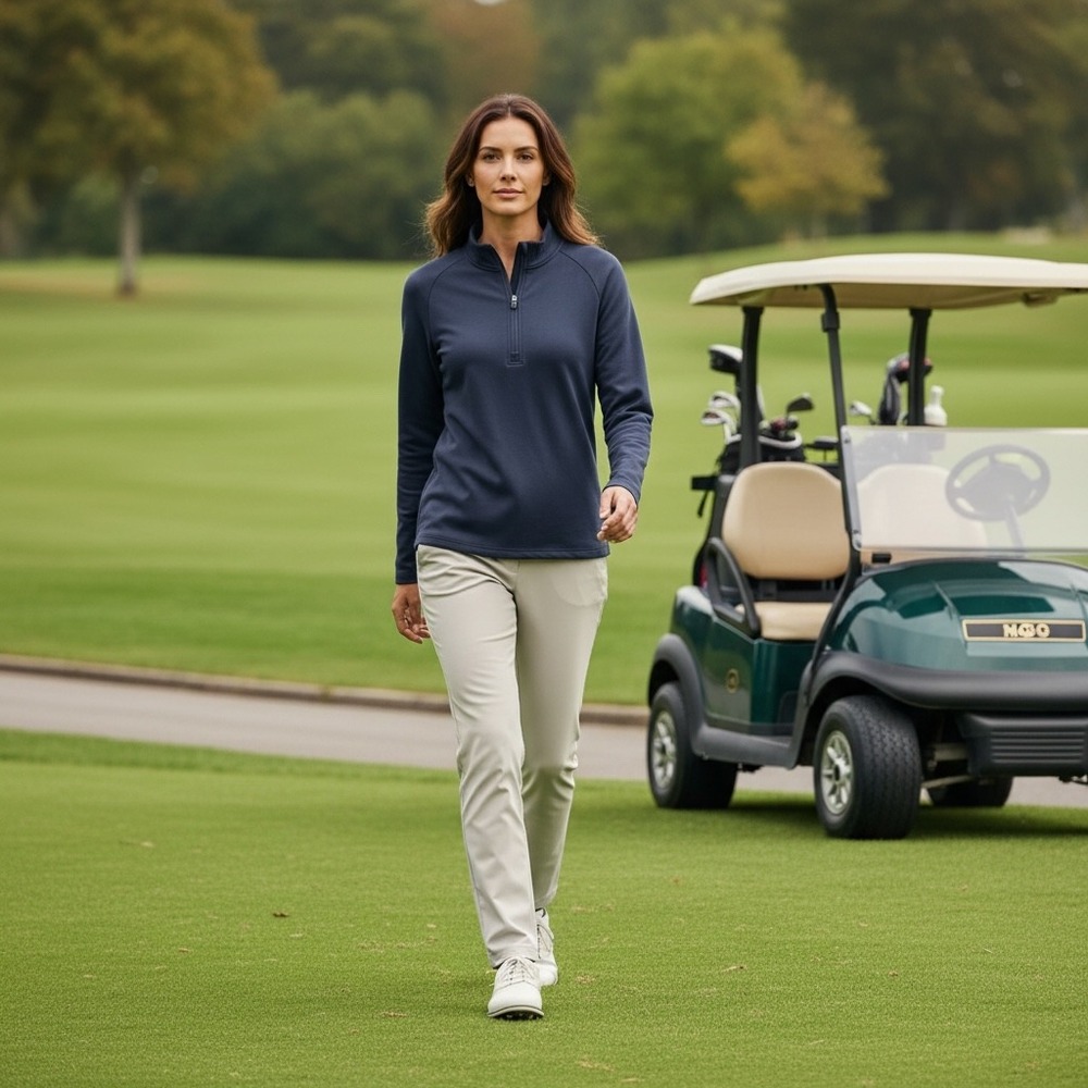 Travis Mathew Womens Navy Blue Quarter Zip Pullover Golf Activewear‎ Top XL
